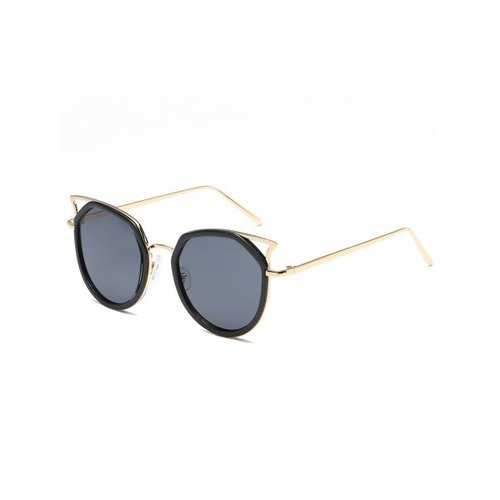 Unique Metal Full Frame Hollow Out Sunglasses - Golden+grey