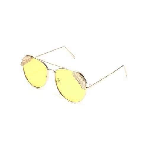 Anti UV Metal Frame Crossbar Driver Sunglasses - Yellow