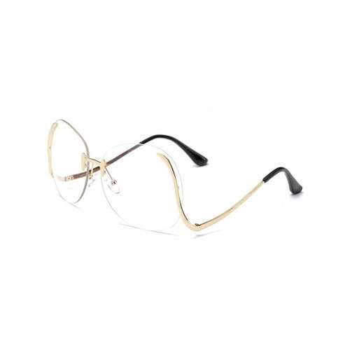 Retro Rimless Frame Bent Leg Sunglasses - Golden