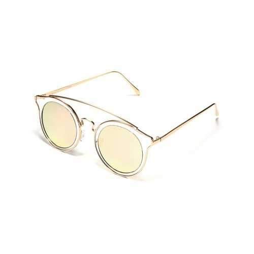 Vintage Metal Frame Top Bar Round Sunglasses - Pink Bubblegum