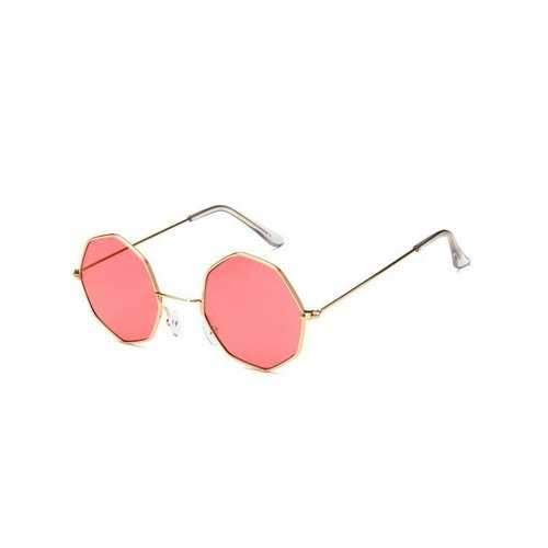 Geometric Metal Frame Sunglasses - Watermelon Pink