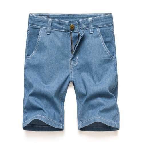 Casual Zipper Fly Denim Shorts - Light Blue 30