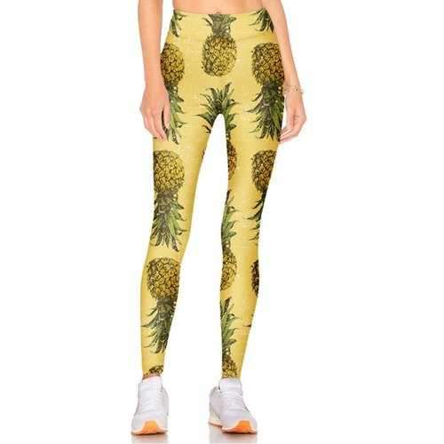 Pineapple Print Leggings - Yellow M