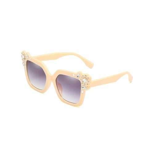 Rhinestone Inlaid Sun Shades Oversized Sunglasses - Goldenrod