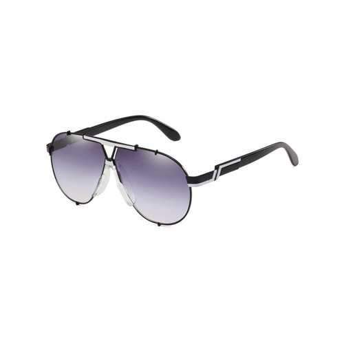 Unique Metal Full Frame Nose Pads Shield Sunglasses - Black
