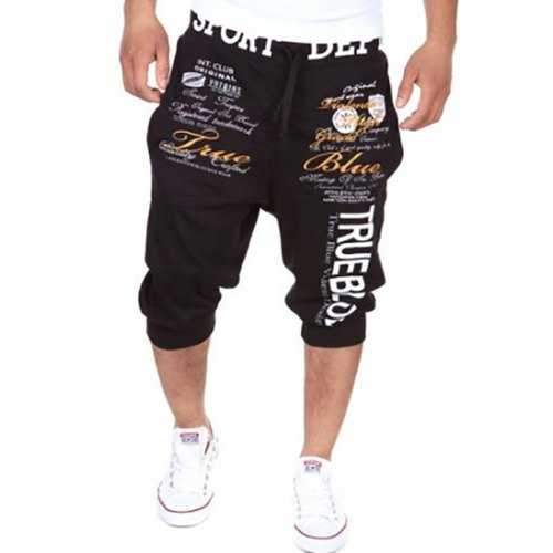 New Men's Cropped Trousers Digital Printed Fashion Casual Shorts - Night L