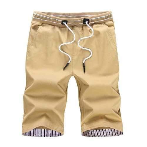 Men Casual Shorts Fashion Solid Color Simple Breathable Pant - Peach 3xl