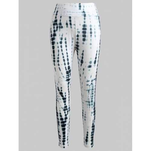 Tie Dyed Print Slim Fit Leggings - White S