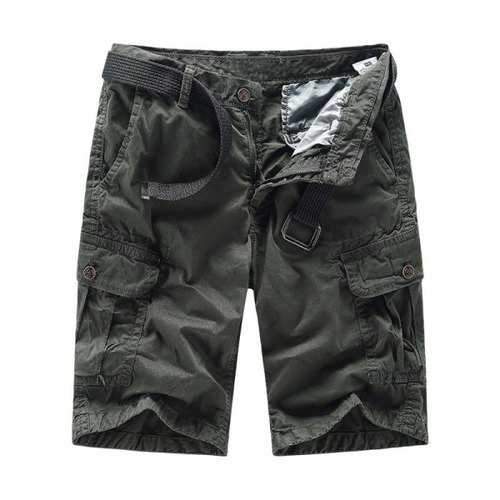 Men Shorts Casual Cozy Solid Color Cropped Cargo Pants Without Belt - Dark Slate Grey 7xl