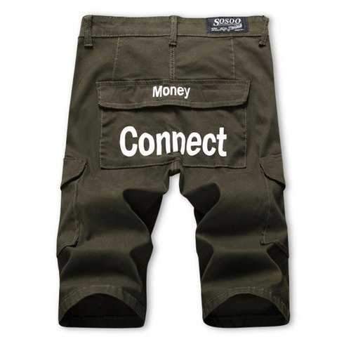 Letter Print Multi-pocket Cargo Shorts - Army Green 32