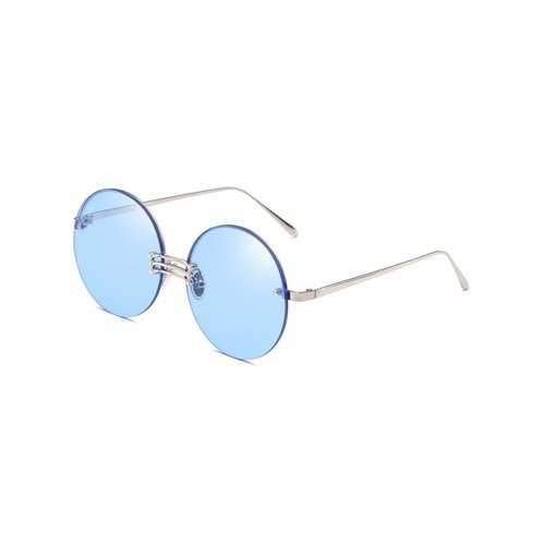 Anti Fatigue Rimless Round Sunglasses - Crystal Blue