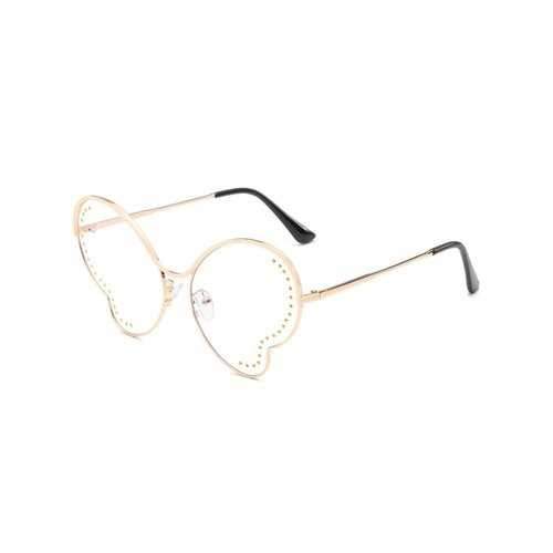 Vintage Metal Beads Decorative Butterfly Sunglasses - Transparent