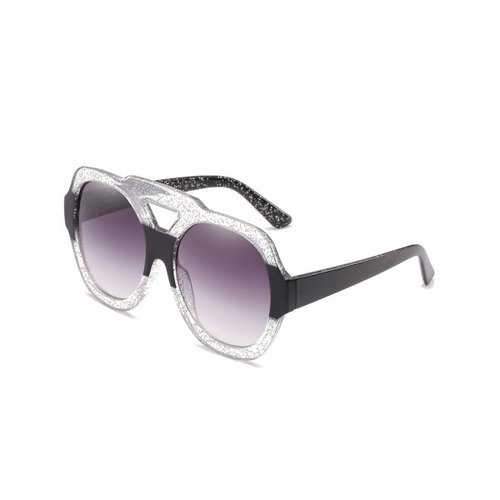 Unique Hollow Out Plastic Frame Oversized Sunglasses - Transparent