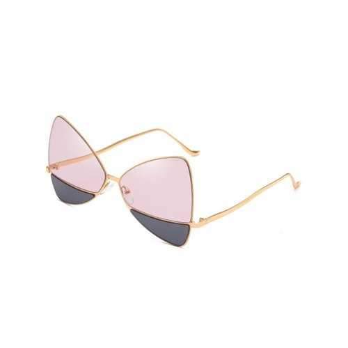 Metal Full Frame Two Tone Catty Sunglasses - Pig Pink