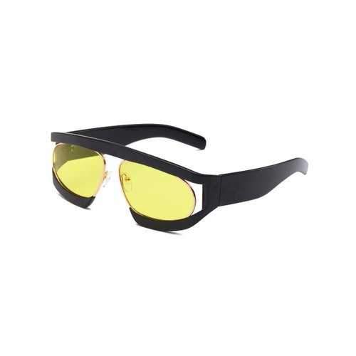 Unique Double Frame Oval Sun Shades Sunglasses - Yellow