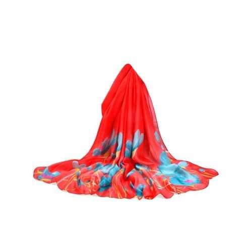 Vintage Floral Decorative Spring Fall Travel Scarf - Love Red