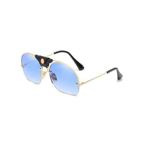 Unique Irregular Shape Clear Lens Decorative Sunglasses - Crystal Blue