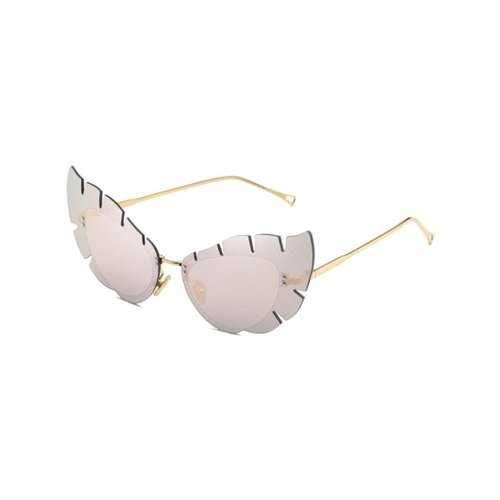 Unique Irregular Lens Butterfly Sunglasses - Pig Pink