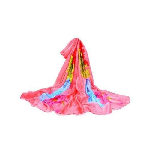 Vintage Flourishing Rose Decorative Silky Long Scarf - Love Red