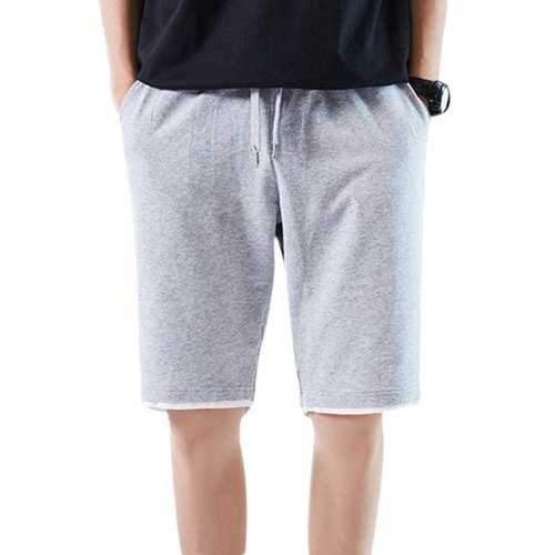 Layered Hem Drawstring Bermuda Shorts - Light Gray Xs