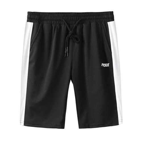 Letter Print Contrast Color Casual Shorts - White S