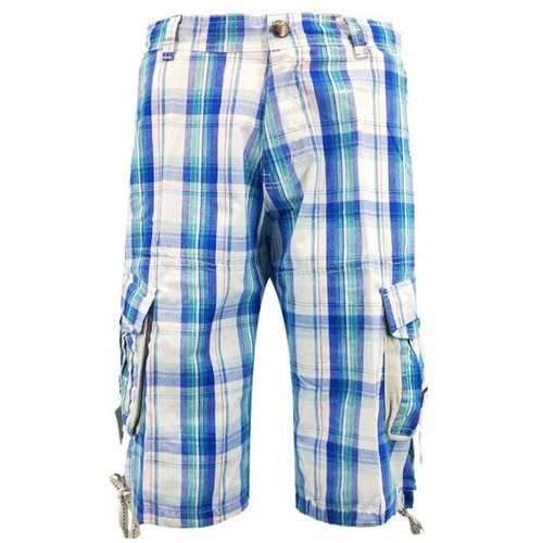 Belt Decorated Pocket Drawstring Hem Cargo Shorts - Sky Blue 32