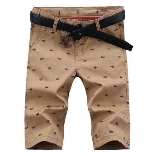 Allover Print Casual Bermuda Shorts - Light Khaki 36