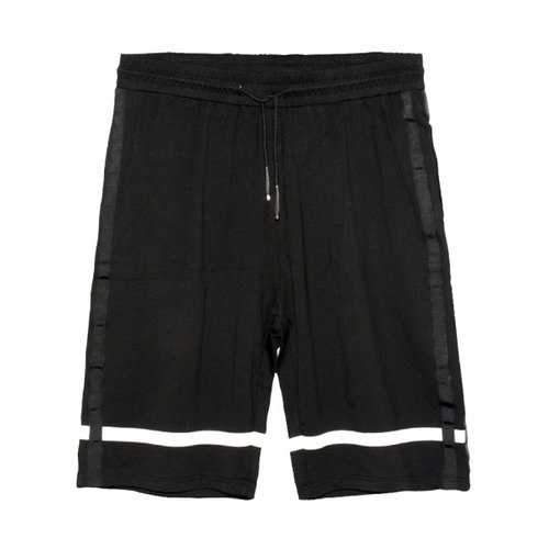 Contrast Color Stripe Casual Shorts - Black L