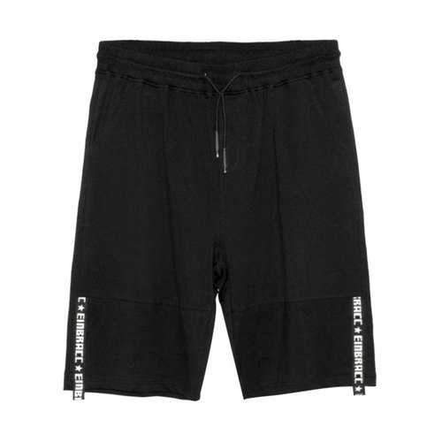 Letter Drawstring Waist Bermuda Shorts - Black 2xl