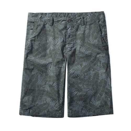 Allover Leaves Print Zip Fly Casual Shorts - Army Green M