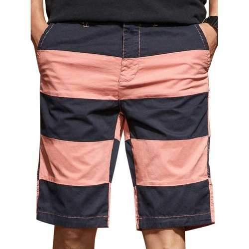Color Block Zip Fly Casual Shorts - Basket Ball Orange L