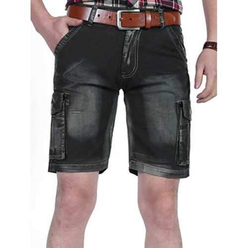 Zip Fly Six-pocket Cargo Shorts - Black 32
