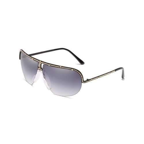 Anti Fatigue Metal Semi Rimless Shield Sunglasses - Black