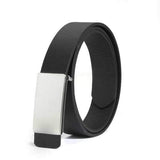Men's Fashion PU Leather Classical Smooth Metal Buckle Belt