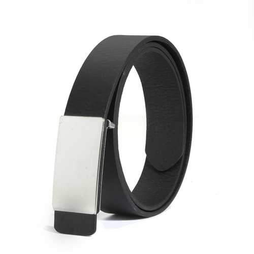 Men's Fashion PU Leather Classical Smooth Metal Buckle Belt