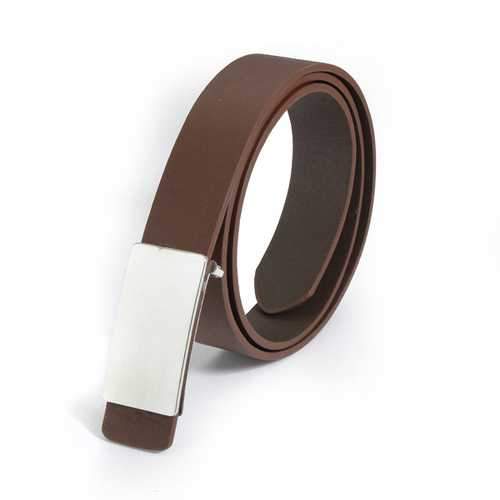 Men's Fashion PU Leather Classical Smooth Metal Buckle Belt