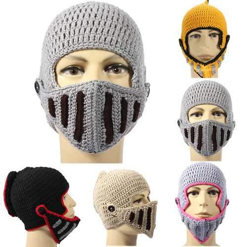 Hot New Winter Warm Roman Knight Soft Hat Gladiator Mask Knitting Cap