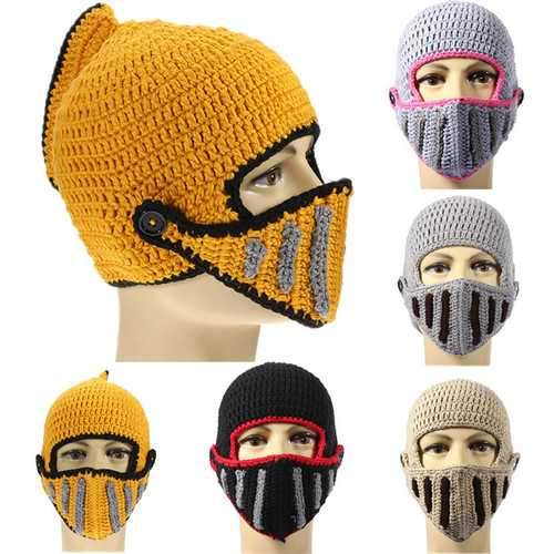Hot New Winter Warm Roman Knight Soft Hat Gladiator Mask Knitting Cap