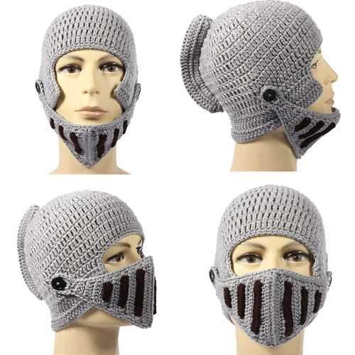 Hot New Winter Warm Roman Knight Soft Hat Gladiator Mask Knitting Cap