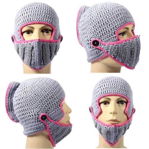 Hot New Winter Warm Roman Knight Soft Hat Gladiator Mask Knitting Cap