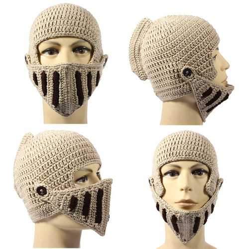 Hot New Winter Warm Roman Knight Soft Hat Gladiator Mask Knitting Cap