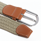 Men Women Stretch Braided Elastic Woven Leather Buckle Belt