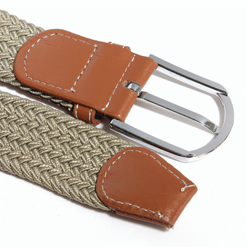 Men Women Stretch Braided Elastic Woven Leather Buckle Belt