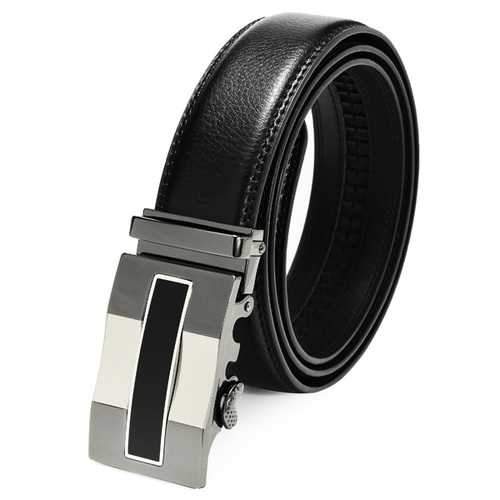 Men Automatic Buckle Leather Business Black Belt
