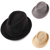 Mens Women Unisex Fedora Hat Trilby Polyester Cotton Blend Panama Beach Sun Cap