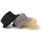 Mens Women Unisex Fedora Hat Trilby Polyester Cotton Blend Panama Beach Sun Cap