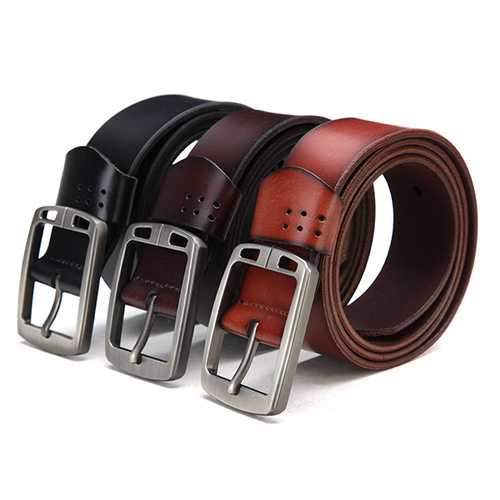 Men Leisure Jeans Pin Buckle Cowhide Leather Belt