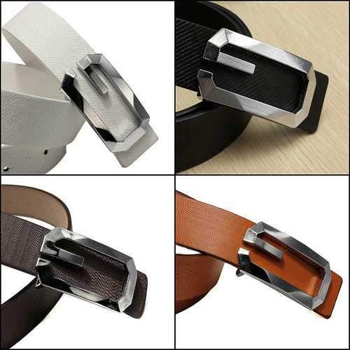 Men Women Metal Buckle Leather Business Belt