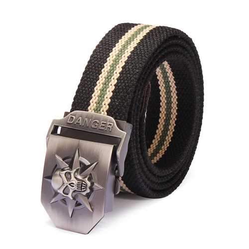 Mens Stylish Casual Skull Thick Canvas Overalls Belt