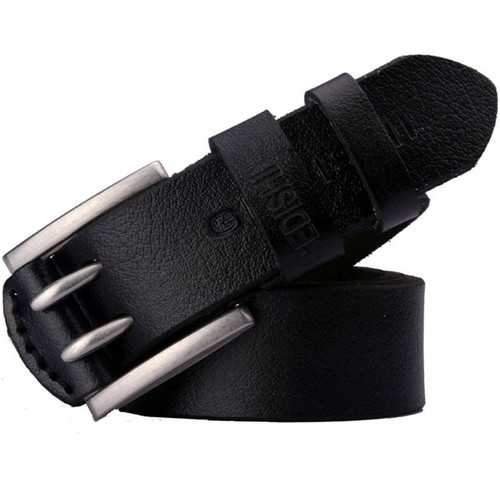 Men's Classic Retro Needle Double Pin Buckle Leather Belt